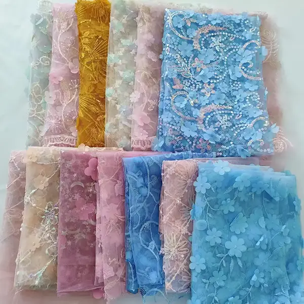 New Arrival Fashion Luxury 3d Embroidery Sequin Lace Fabric Liturgical Lace Fabric New Arrival Fashion Luxury 3d Embroidery Sequin Lace Fabric Liturgical Lace Fabric