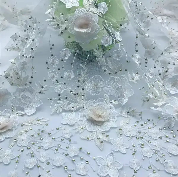 New Arrival Fashion Luxury 3d Embroidery Sequin Lace Fabric Liturgical Lace Fabric