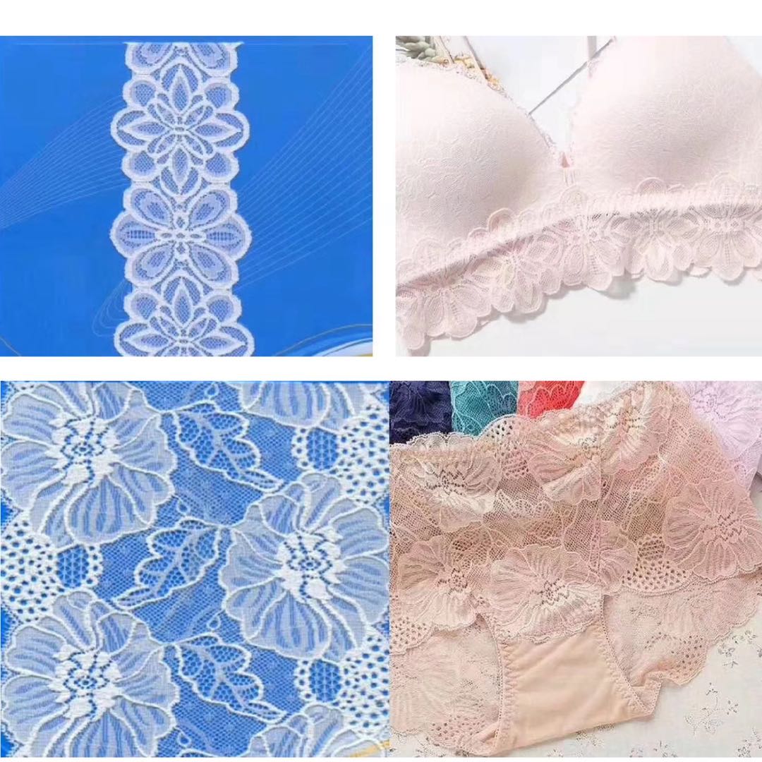 Fan-shaped Nylon Eyelash Lace Trimming for Underwear Decoration Double Scalloped Eyelash Lace Trim