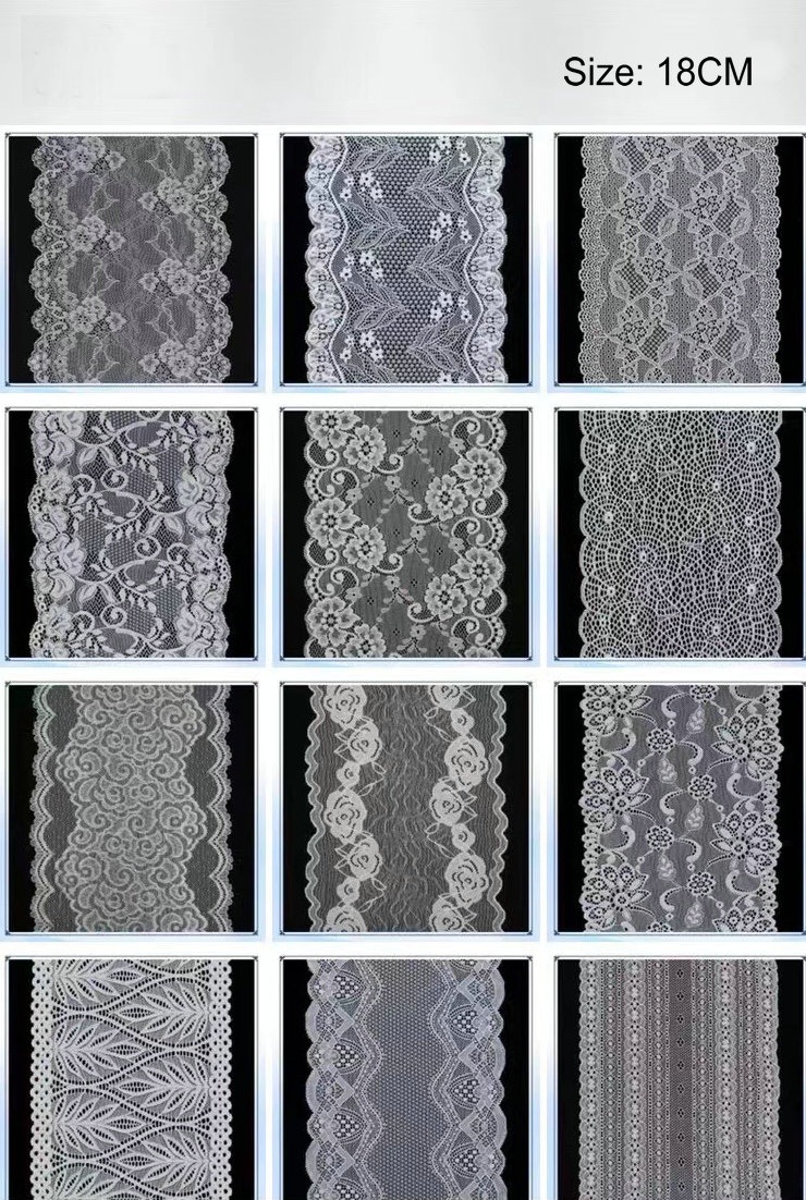 Fan-shaped Nylon Eyelash Lace Trimming for Underwear Decoration Double Scalloped Eyelash Lace Trim