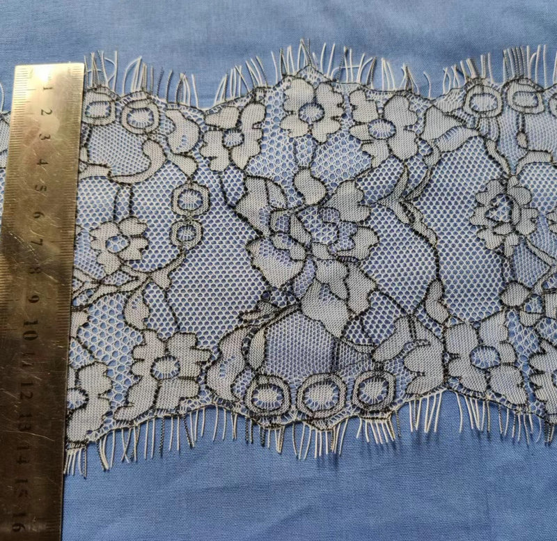 Fan-shaped Nylon Eyelash Lace Trimming for Underwear Decoration Double Scalloped Eyelash Lace Trim