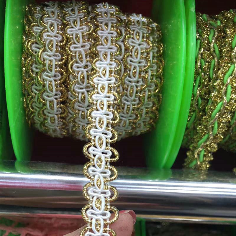 Clothing Accessories Gold and Silver Metallic Border Lace Trim Metallic Gold Sequins Embroidery Tatting Lace Trim
