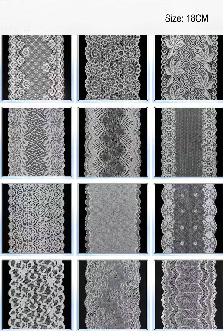 Fan-shaped Nylon Eyelash Lace Trimming for Underwear Decoration Double Scalloped Eyelash Lace Trim
