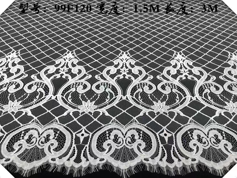 Fan-shaped Nylon Eyelash Lace Trimming for Underwear Decoration Double Scalloped Eyelash Lace Trim