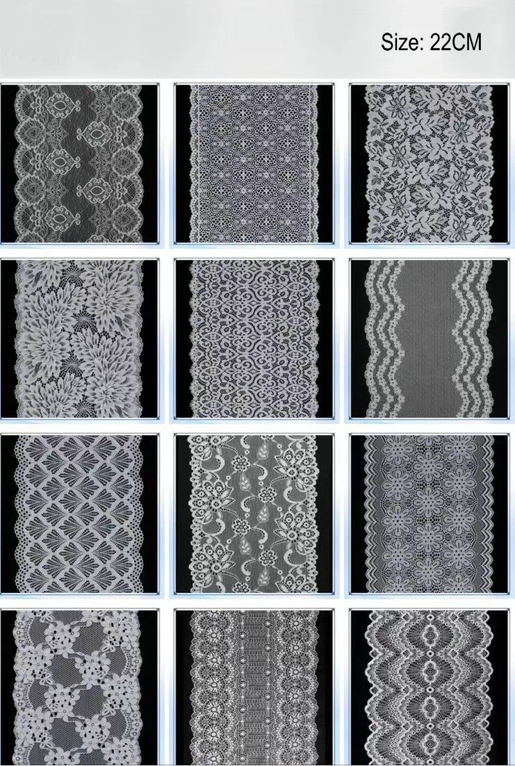 Fan-shaped Nylon Eyelash Lace Trimming for Underwear Decoration Double Scalloped Eyelash Lace Trim