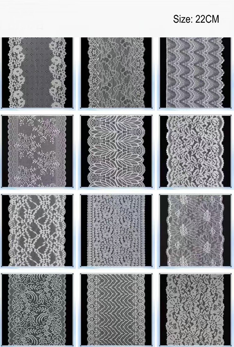 Fan-shaped Nylon Eyelash Lace Trimming for Underwear Decoration Double Scalloped Eyelash Lace Trim