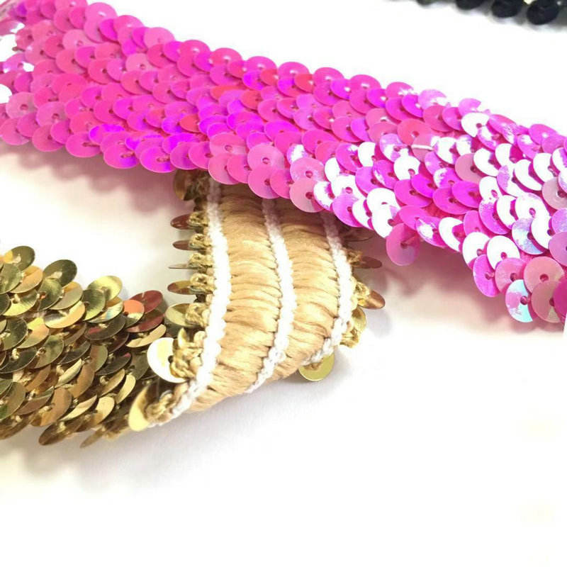 ကွဲပြားခြားနားသော width bling elastic sequin ဇာတိ cast ဇာ