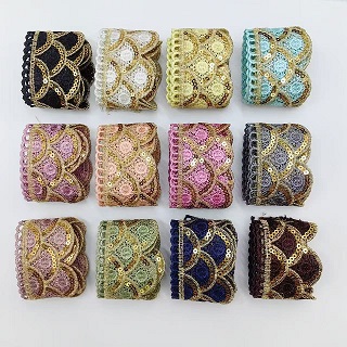 multicolor ရွှေချည်ဇာနှင့်အတူ trim ကို sequin နှင့်အတူတိ