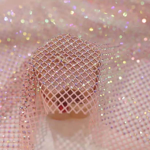 Rhinestone Mesh Elastic Fabric