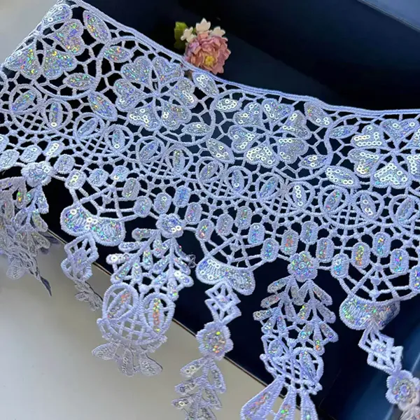 လက်ကားသီးသန့် Sequin Beaded Lace Trimming Lace နှင့် Sequins များ